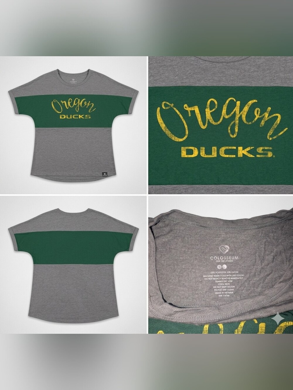 Colosseum Gray Green Oregon Ducks Short Sleeve Tee